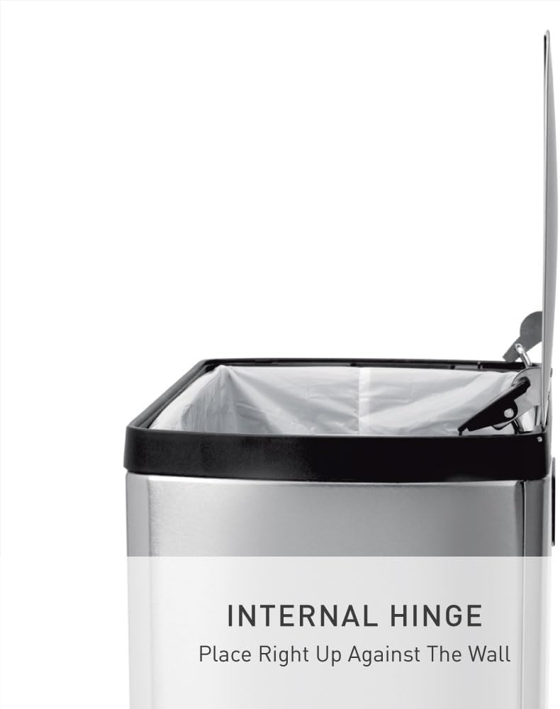 simplehuman 50 Liter / 13.0 Gallon Rectangular Kitchen Step Trash Can, Brushed Stainless Steel