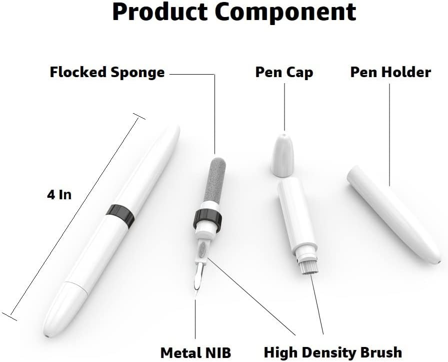 Dual-Brush Earbud Cleaning Pen | 4-in-1 Pro Kit for Precision & Durability, Tool Compatible with Airpods, Galaxy Buds, All Wireless Headsets -Black