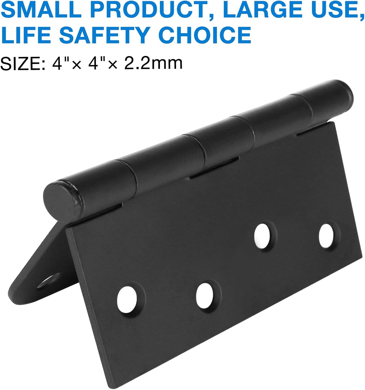 6 Pack Black Door Hinges 4 Inch Interior Hinge Matte Black Door Hinges 4 in Square Rounded 5/8" Radius Corner Hinge for Doors Reversible Full Mortise Combination 4 in Doors Hardware
