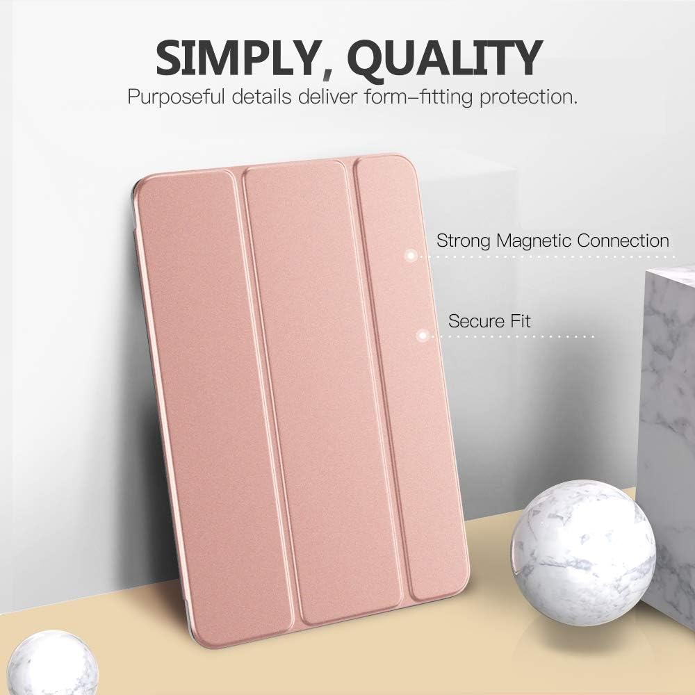 Case for iPad 10.2 iPad 9th Generation 2021/ iPad 8th Generation 2020/ iPad 7th Generation 2019, Slim Stand Hard Back Shell Smart Cover Case for iPad 10.2 inch, Auto Wake/Sleep, Rose Gold