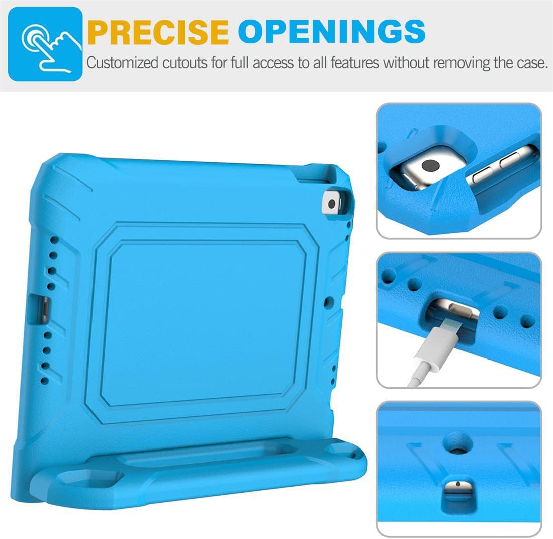 Kids Case for iPad 9th/8th/7th Generation -10.2 inch 2021/2020/2019, Built with Screen Protector, Durable Shockproof Handle Stand Case for Apple iPad Gen 9/8/7, Blue