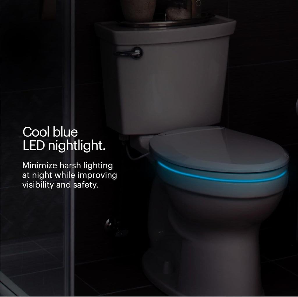 Brondell L60-EW LumaWarm Heated Nightlight Elongated Toilet Seat, White