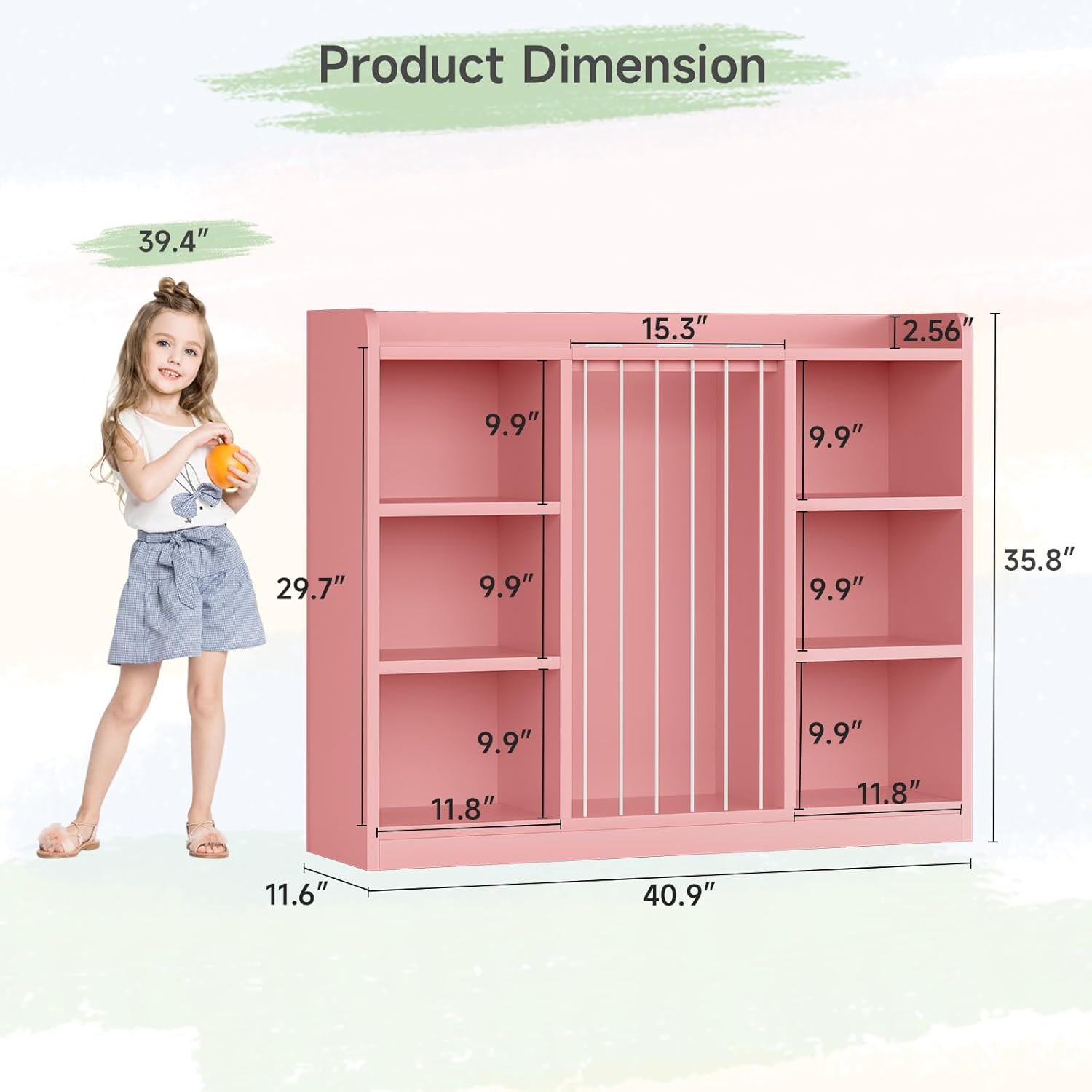 Toddler Stuffed Animal Zoo, Toy Storage Organizer for Playroom, Plush Toy Organizers and Storage, Book Shelf for Kids Rooms, Elastic Band Child Bookcase, Toy Shelf with 8 Storage Cubbies (Pink)