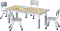Brelley Kids Table and 4 Chairs Set, Height Adjustable Toddler Desk and Chair Set, Graffiti Desktop, Non-Slip Legs, Max 300lbs, Children Multi-Activity Table for Ages 2-8