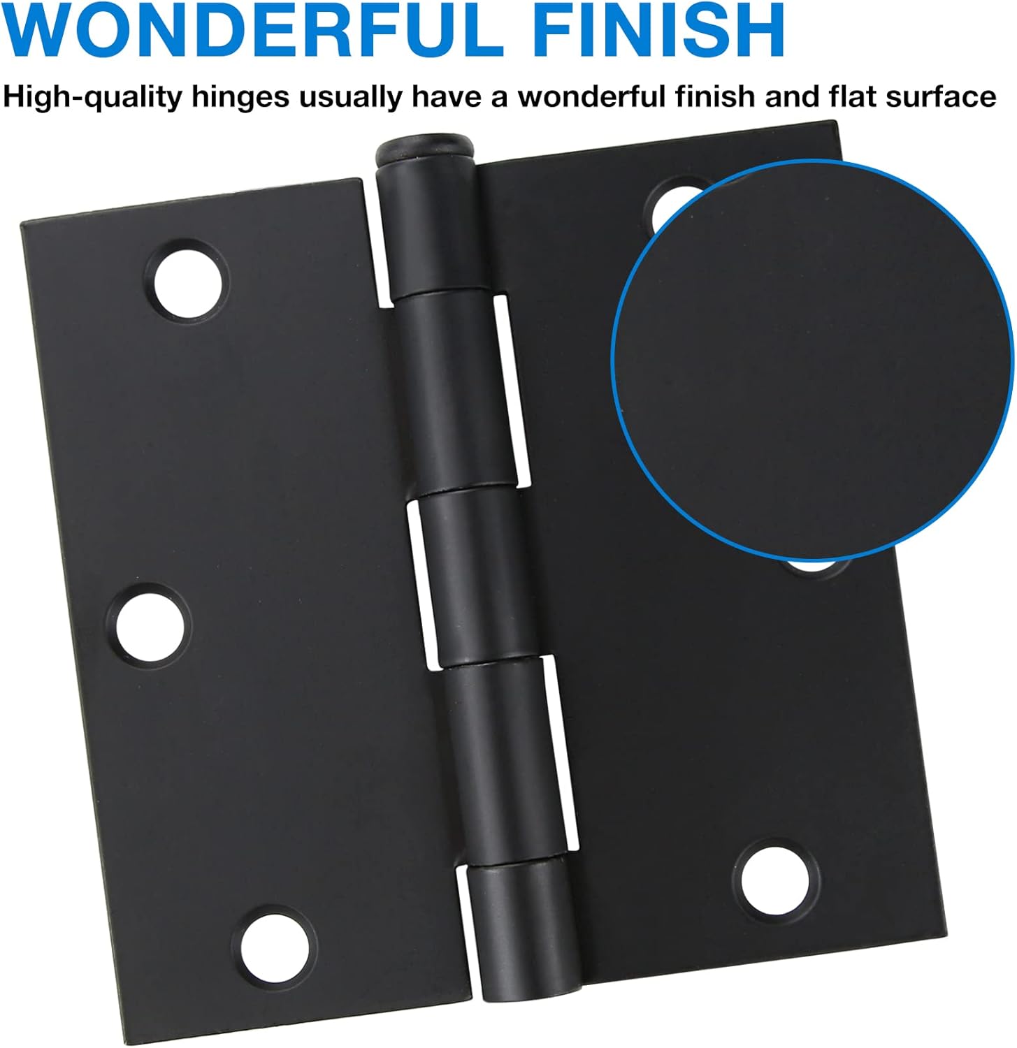30 Pack Matte Black Door Hinges 3.5 x 3.5 Inch Interior 3 1/2 Inch Door Hinges for Doors Square Radius Corners Flat Iron Hinge 3 ½"x 3 ½" Door Hardware Controls
