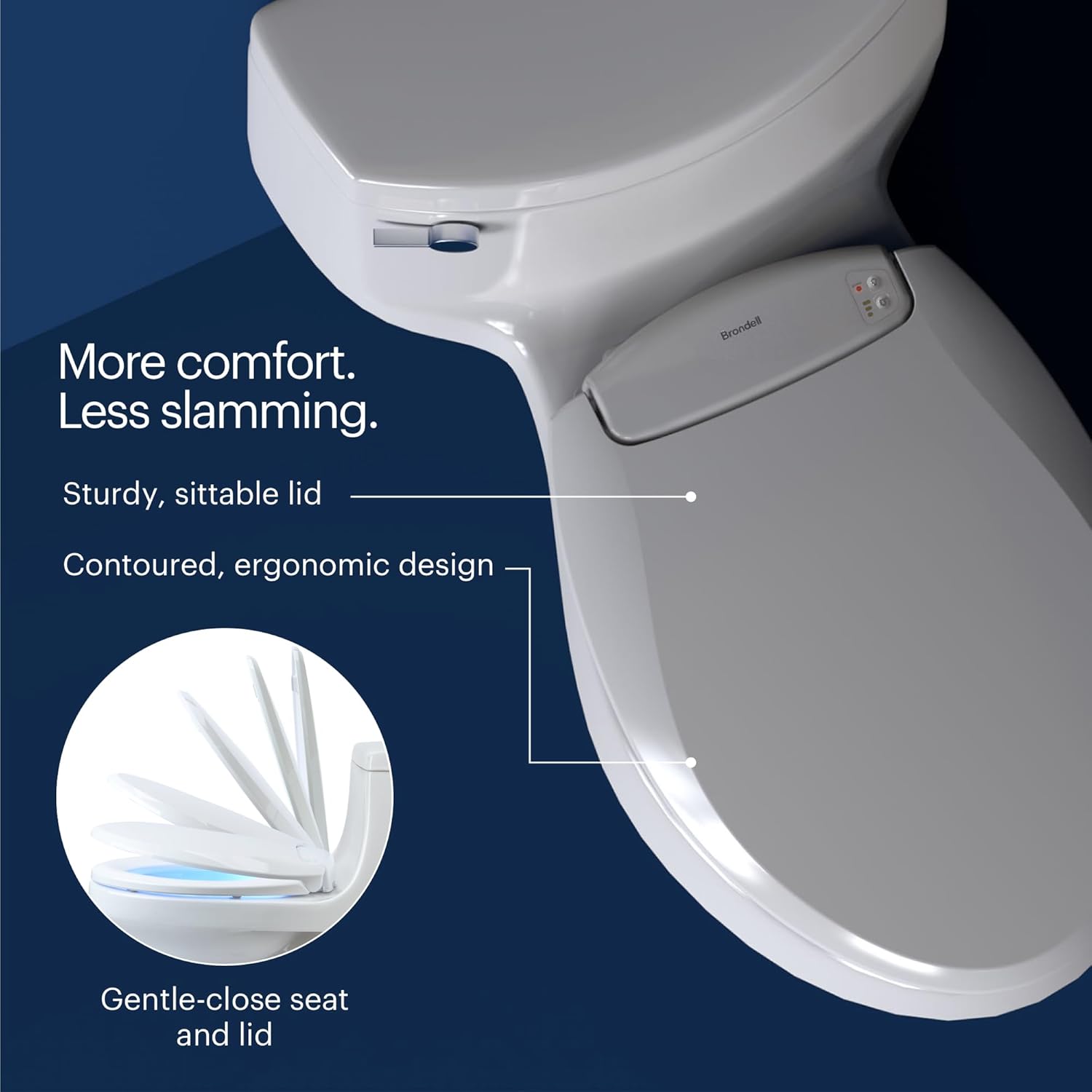 Brondell L60-EW LumaWarm Heated Nightlight Elongated Toilet Seat, White