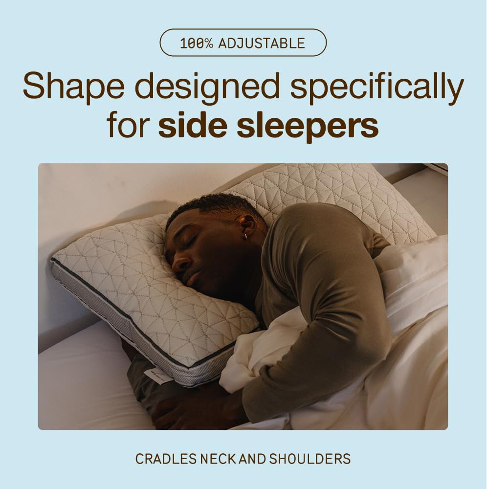 Coop Home Goods Eden Cut-Out Bed Pillow for Side Sleepers, Queen Size, Adjustable Medium Soft Memory Foam Cooling Pillow with Ergonomic Shoulder Cut-Out, CertiPUR-US/GREENGUARD Gold