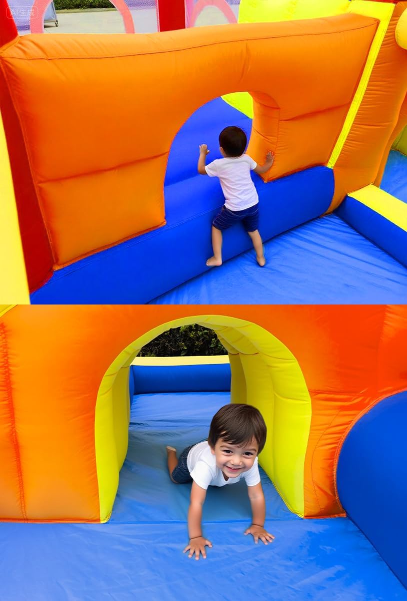 Umbalir Bounce House, Inflatable Bounce House for Kids 3-10, Kids Bounce House with Long Slide, Ball Pit/Pool, Obstacles, Tunnel, Climbing Wall, Bouncy House Indoor & Outdoor Toddler Bouncy Fun