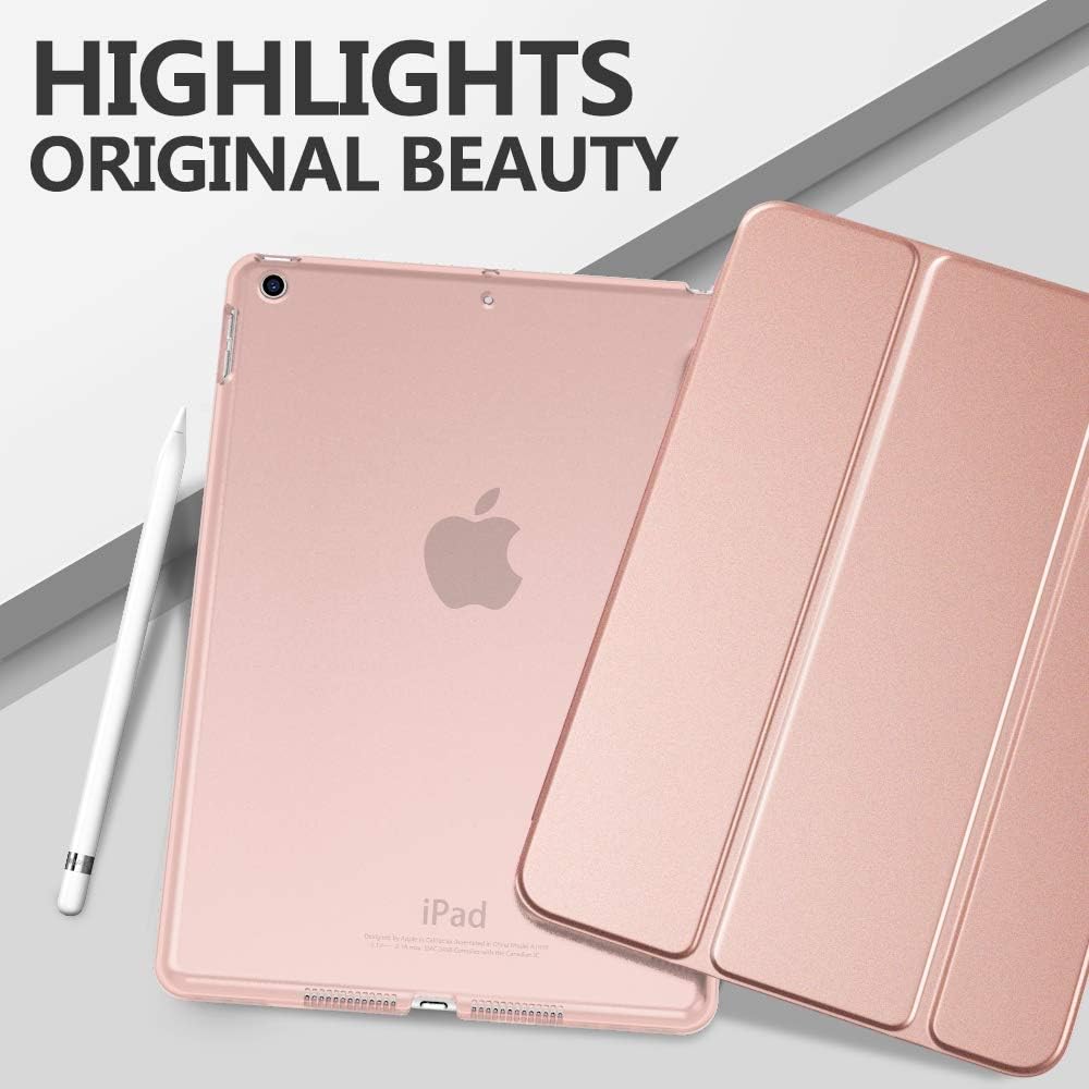 Case for iPad 10.2 iPad 9th Generation 2021/ iPad 8th Generation 2020/ iPad 7th Generation 2019, Slim Stand Hard Back Shell Smart Cover Case for iPad 10.2 inch, Auto Wake/Sleep, Rose Gold
