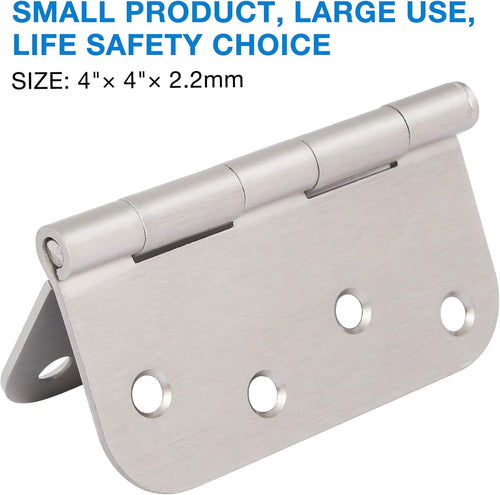 3 Pack 4 Inch Door Hinges Brushed Nickel Interior/Exterior Door Hinges Satin Nickel 4"x4" 5/8 Radius Rounded Front 4In Door Hinges Silver Heavy Duty Iron Shed House Hinges Door Hardware Brushed Nickel
