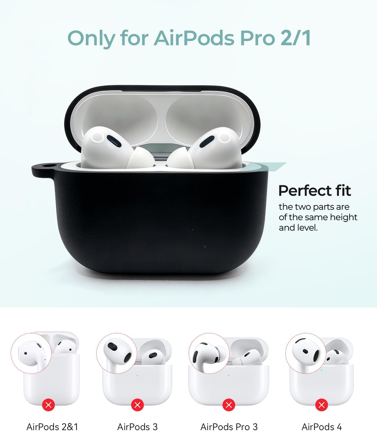 MOVDUUD 5-in-1 AirPods Pro 2 Case Bundle: Wireless Charging Compatible Silicone Cover with 4 Pairs Ear Tips (XS/S/M/L), 3-in-1 Cleaning Pen & Keychain for AirPods Pro 2nd/1st Gen