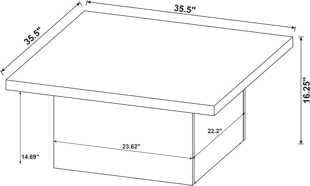 Coaster Home Furnishings - Devar - Wood - Square Coffee Table with Plinth Base, Geometric Design and Contemporary Style - Living Room - White High Gloss - 710898