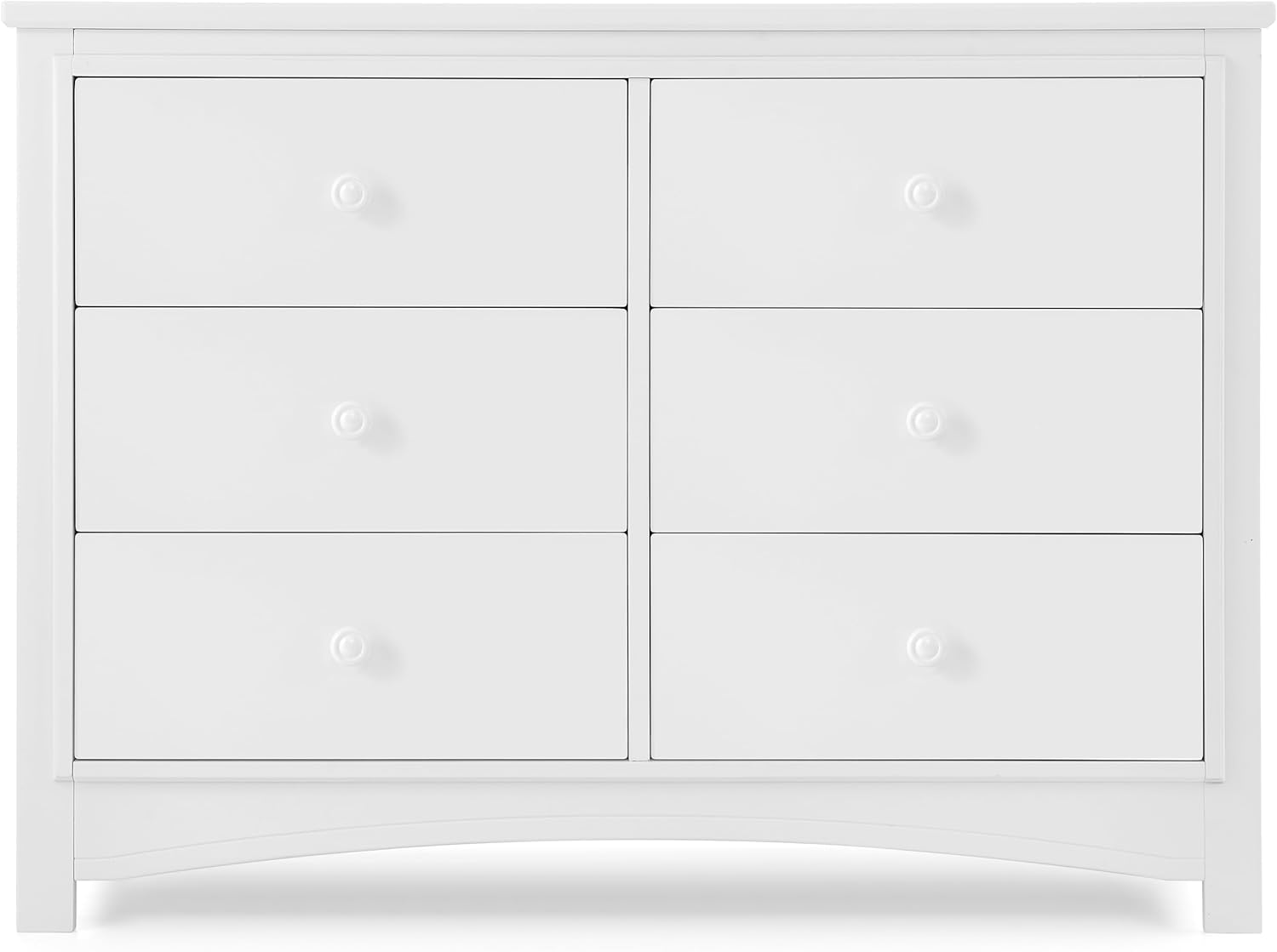 Delta Children Perry 6 Drawer Dresser - Greenguard Gold Certified, Bianca White