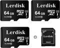 Factory Wholesale 64GB Micro SD Card 3-Pack, U3 A1 V30 Class 10, 80+MB/s Read for 4K Camera,Game Console, Drone,CCTV -with SD Adapter(3x64GB)