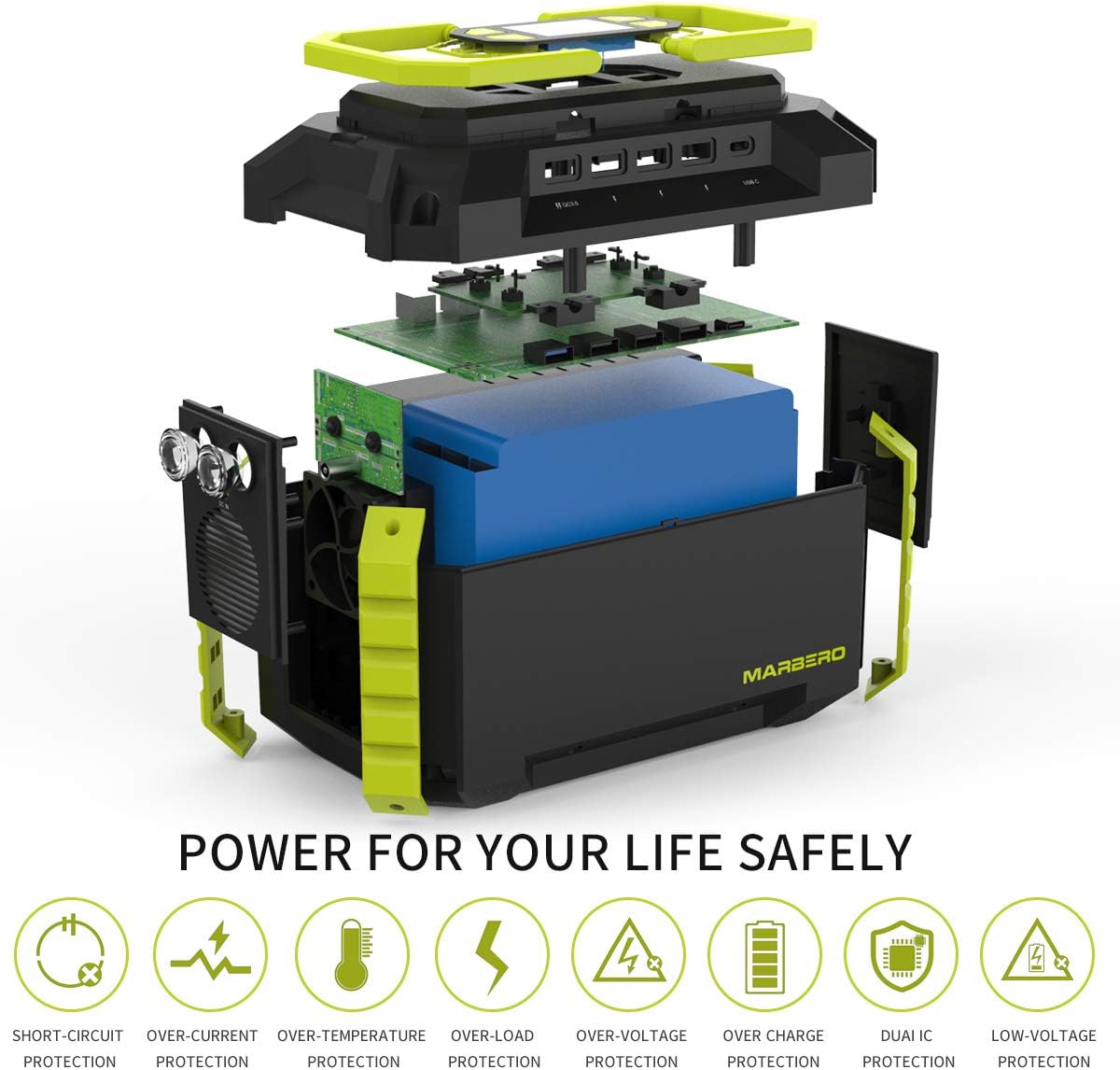 MARBERO 222Wh Portable Power Station 200W Outdoor Generator 60000mAh with AC Outlet 110V 200W DC USB LED Flashlights Lithium Battery Power Supply for CPAP Camping Backup Emergency Home