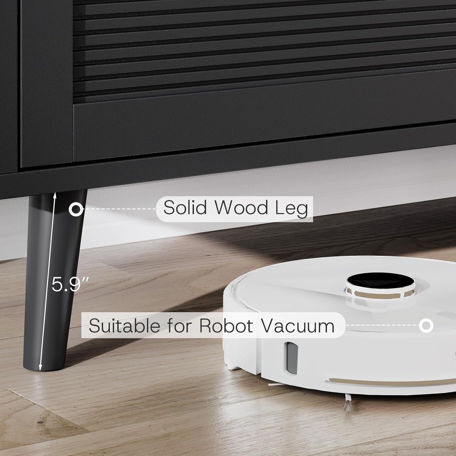TV Stand for 70 inch TV, Black Fluted Entertainment Center for TV up to 80", TV Stand for Living Room with Large Open Storage
