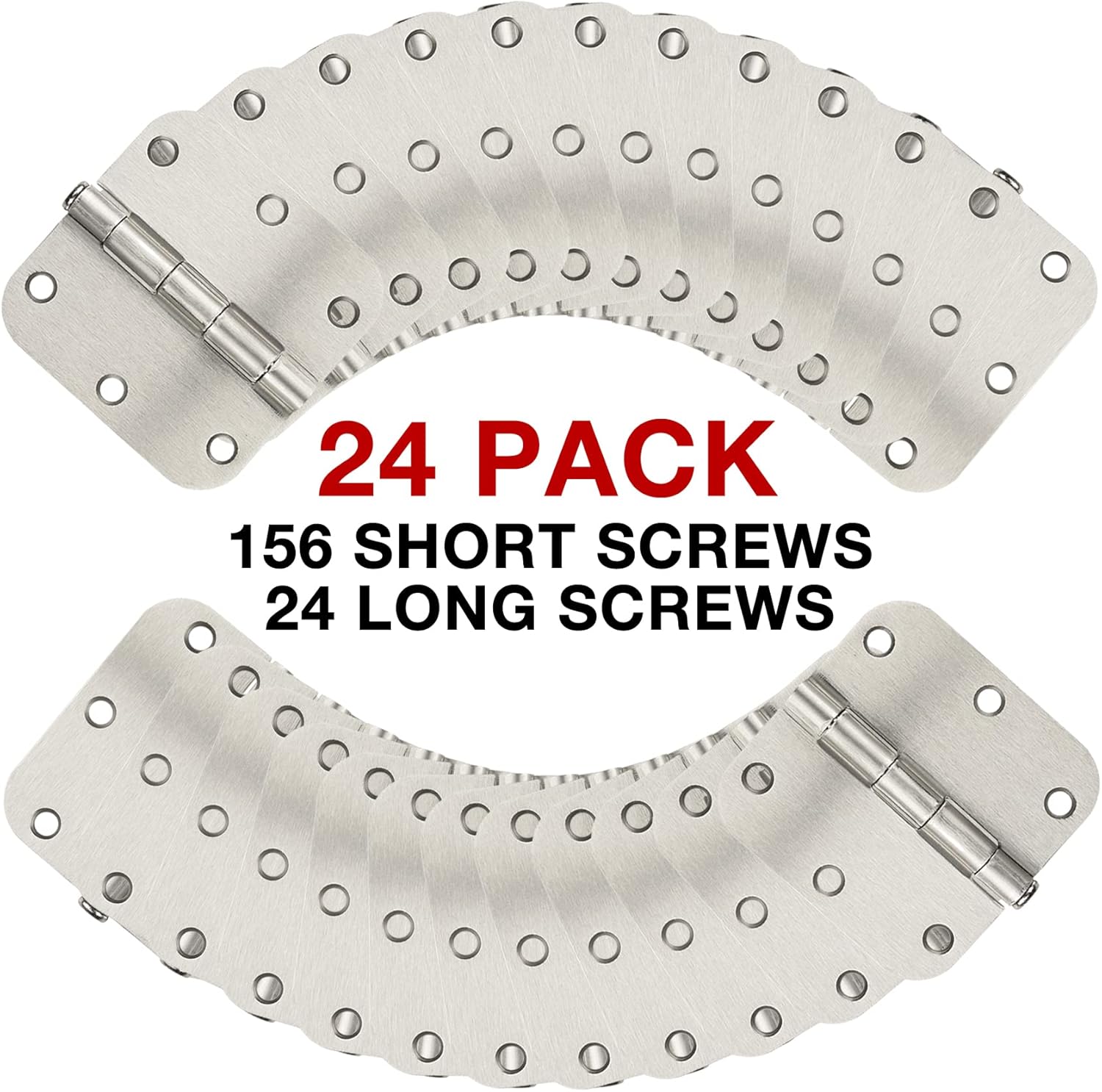 24 Pack Brushed Nickel Door Hinges 3.5 x 3 1/2 Inch Interior Rounded 5/8" Radius Corners Iron Bifold Silver Residential Satin Nickels Hinge for Doors Hardware Kit Office Bedroom Study Living Room
