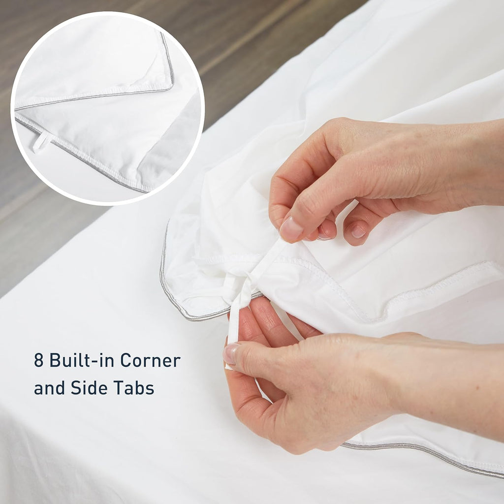 sunflower Comforter Duvet Insert Queen Size White Down Alternative Filling Cotton Shell All Season Hypoallergenic Warm Breathable Noiseless Machine Washable with Corner Taps