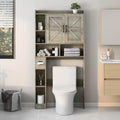 Vabches Over The Toilet Storage Cabinet, Farmhouse Storage Cabinet Over Toilet with 2 Barn Door & Toilet Paper Holder Stand，Home Space-Saving Toilet Rack, for Bathroom, Restroom, Laundry