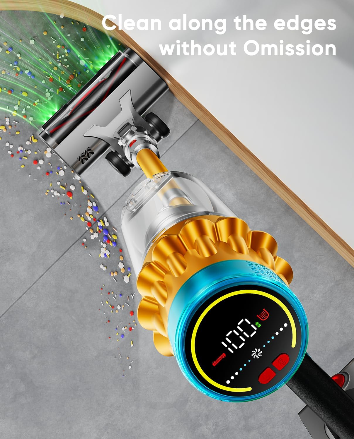 Cordless Vacuum Cleaner, 650W/55KPA/70 Mins Vacuum Cleaners for Home with Self-Standing, Anti-Tangle Brush, Smart Display and 1.8L Cup Cordless Stick Vacuum Cleaner for Pet Hair/Carpets