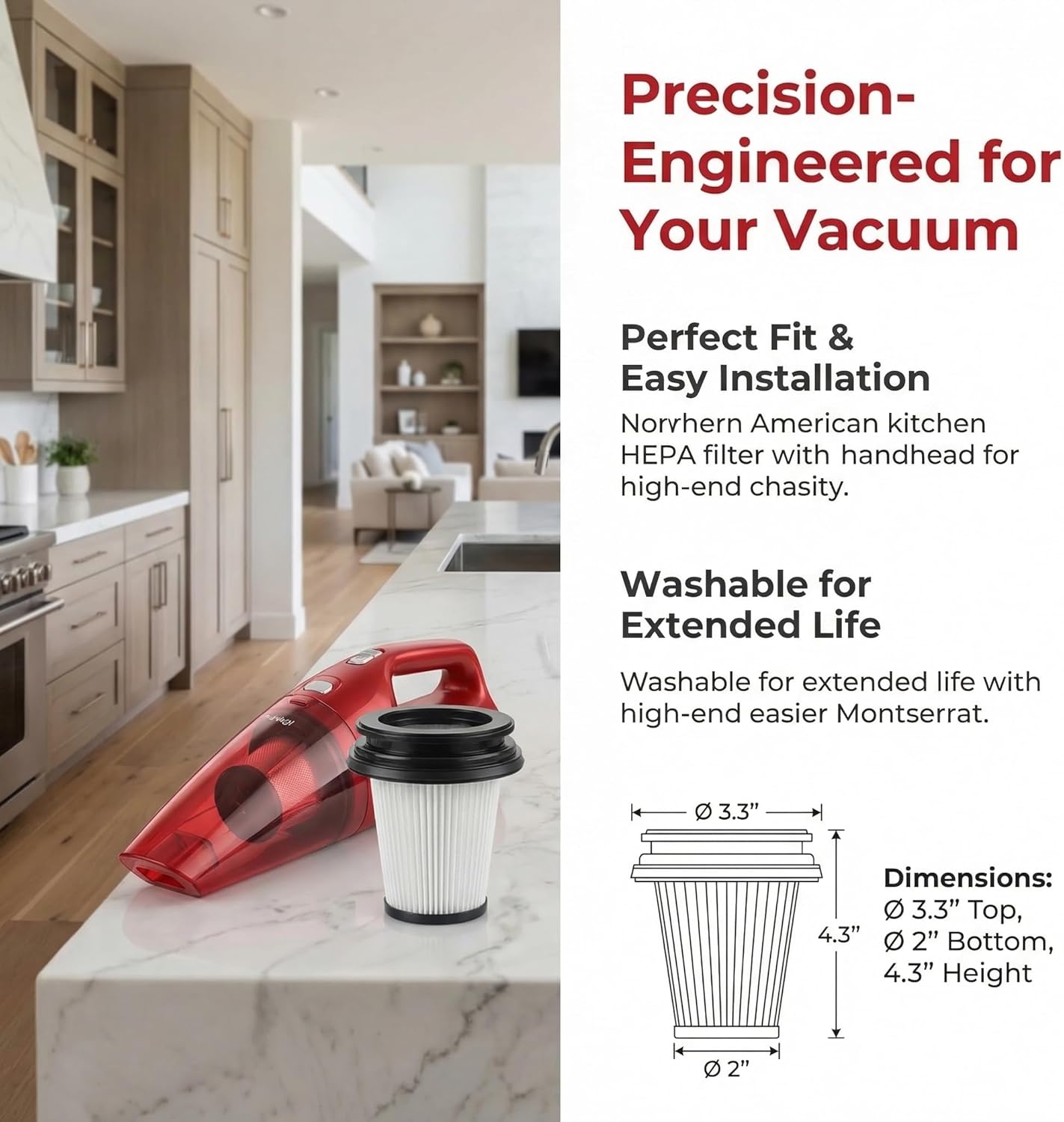 X9 Hepa Filter Replacement Compatible with Uosogi X9 Turbo Cordless Stick Vacuum Cleaner-4Pack