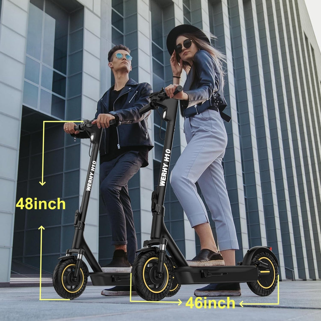WERHY 10 Inches Electric Scooter, 500W Powerful Motor & 25-28Miles Long Range, 21/22 MPH Top Speed, Folding E Scooter with Dual Braking for Adults