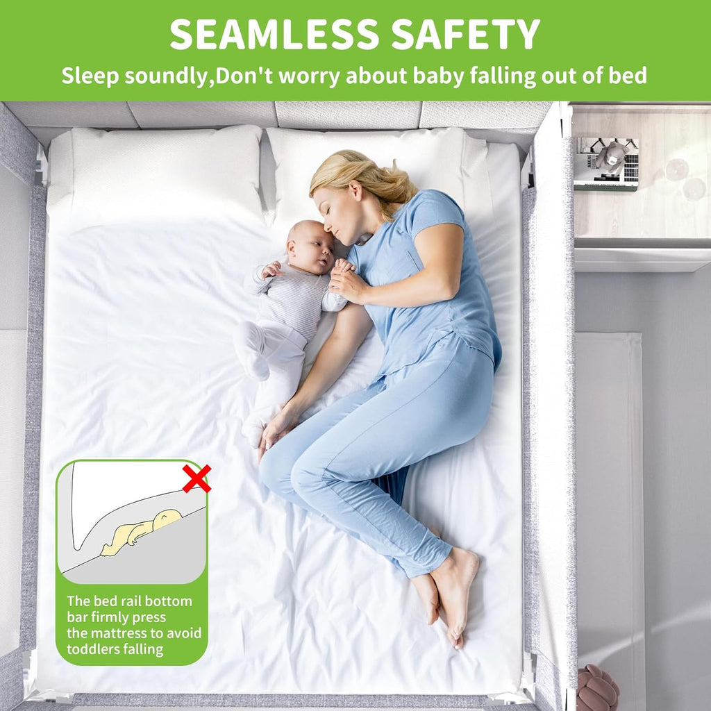 yulongtengfei 3-Piece King Size Bed Rail for Toddlers - Adjustable Baby Bed Rail Guard, Kids Safety Bed Rail for King Size Bed (78.7"x78.7"x74.8"-Grey)