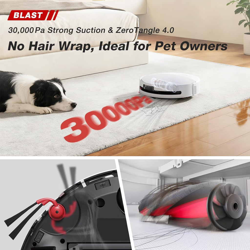 Yeedi M16 Infinity Robot Vacuum & Mop, 30000Pa Blast Suction, Infinity Runtime, Instant Self-Cleaning OZMO Roller Mop, Hot Water Wash & Hot Air Dry Omni Station, ZeroTangle 4.0, AI Obstacle Avoidance