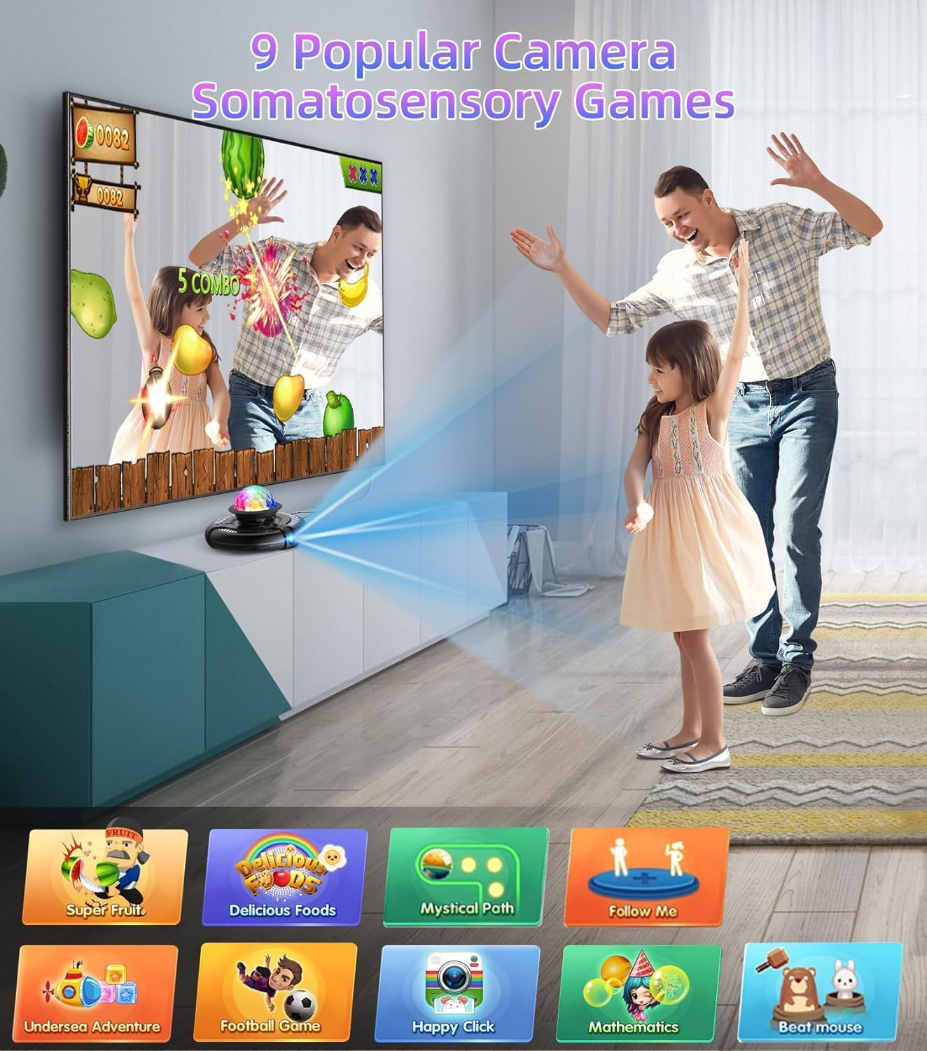 FWFX Wireless Dance Mat for Kids & Adults, Interactive TV Game System with Fitness Dance Pad, Plug & Play Indoor Sports Games for Family Fun(Gray)