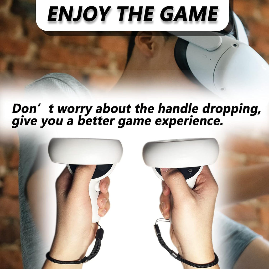 Improved Replacement Reflective Wrist Straps for Oculus Quest 2 Gen Controller, Sturdy Comfy Adjustable Hand Strap for Oculus, Easy Attach White Resin Stopper for Oculus Controllers