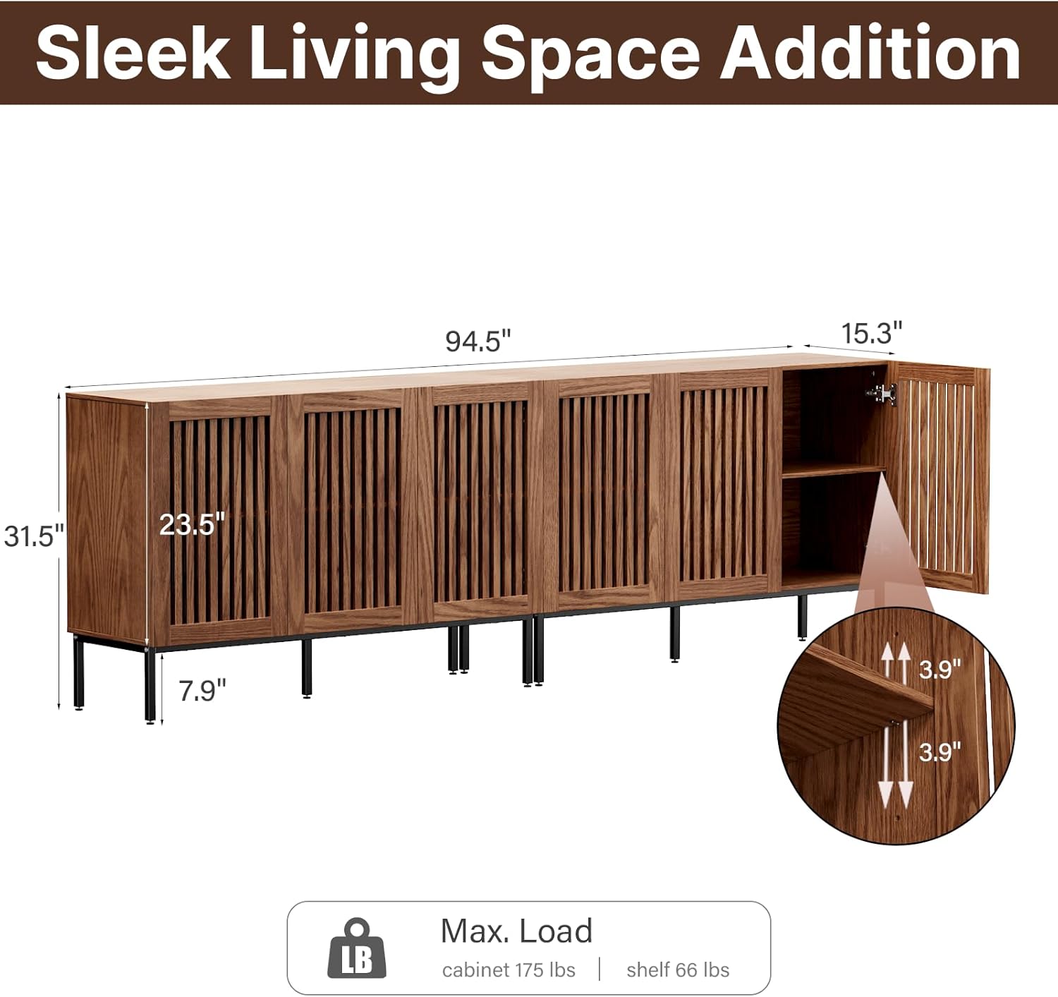 BVIUNTWO Farmhouse TV Stand for TVs up to 100 inch, 2 in 1 Entertainment Center TV Console with Storage Cabinets and Metal Base,Brown Media Console for Living Room