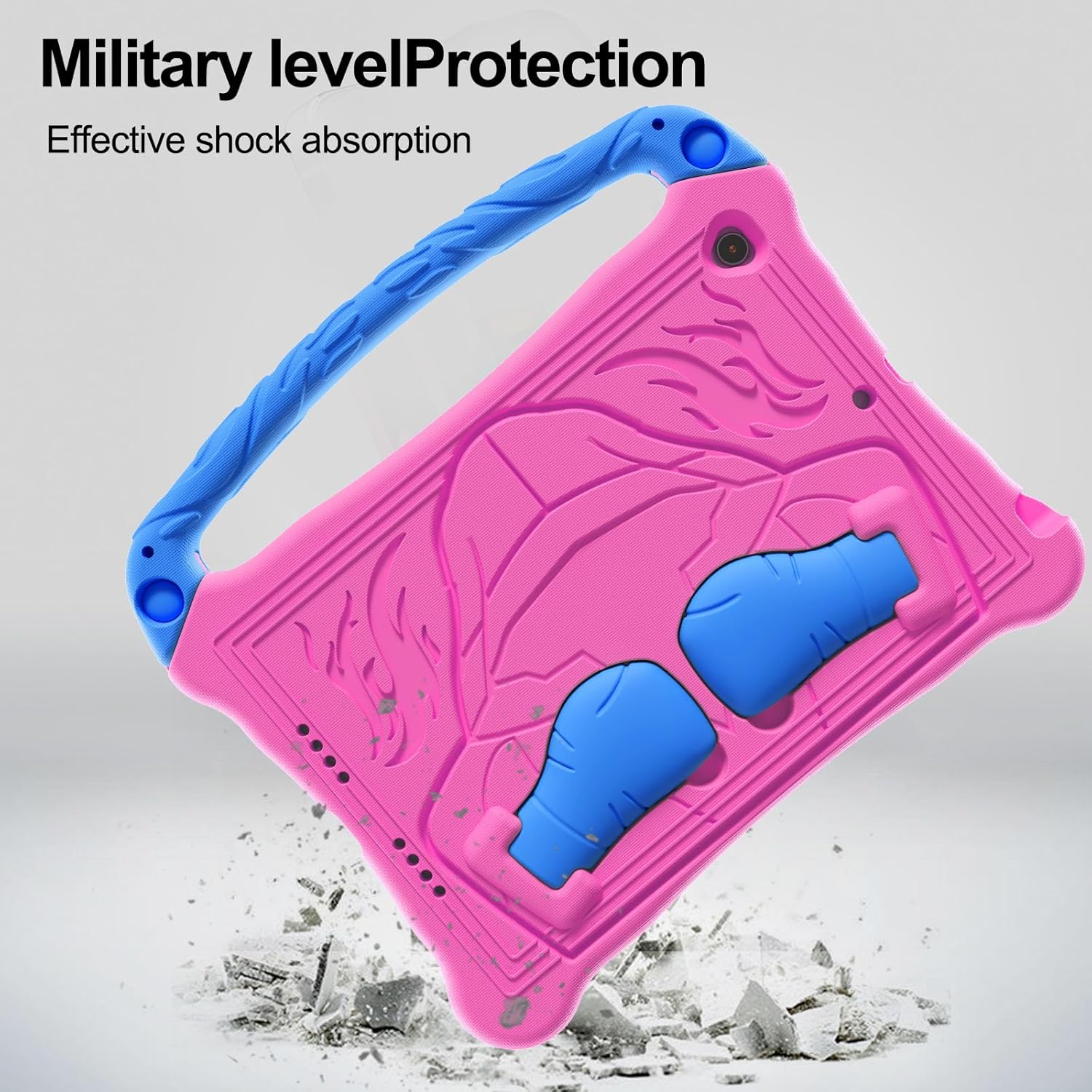 for iPad Air 3rd Generation and iPad Pro Case 10.5" 2019/2017 Release, Cute Boxing Shockproof Hard Case with Handle/Kickstand/Shoulder Strap, Protective Lightweight Kids-Friendly Cover, Rose