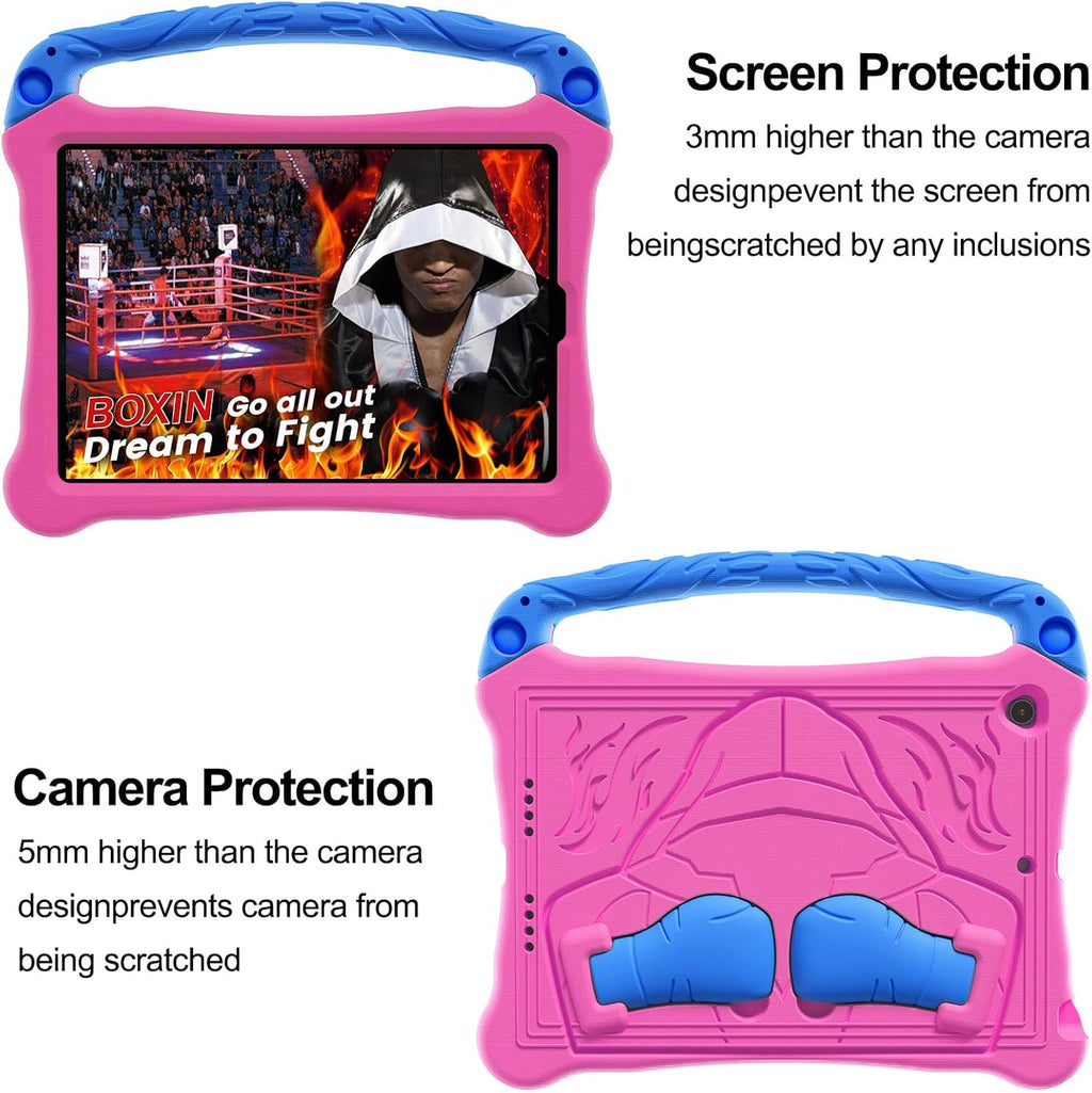 for iPad Air 3rd Generation and iPad Pro Case 10.5" 2019/2017 Release, Cute Boxing Shockproof Hard Case with Handle/Kickstand/Shoulder Strap, Protective Lightweight Kids-Friendly Cover, Rose