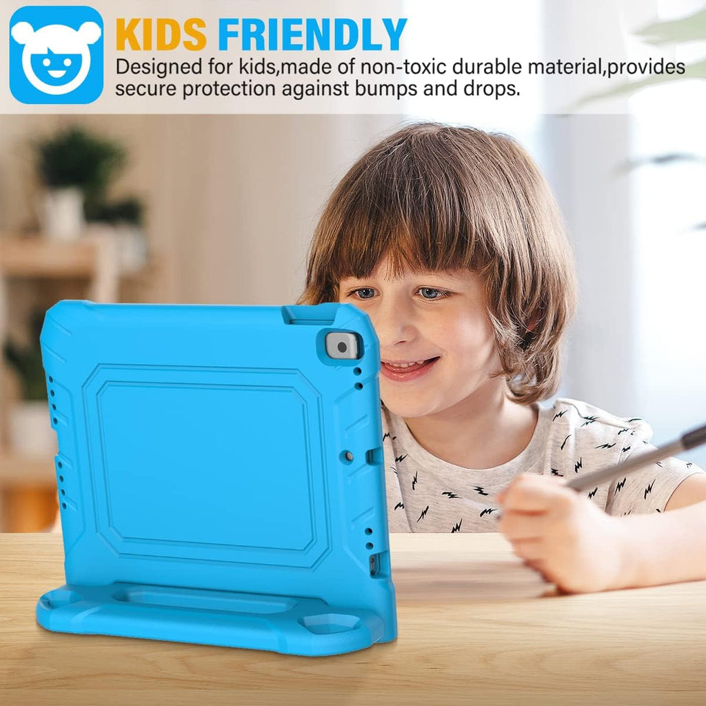 Kids Case for iPad 9th/8th/7th Generation -10.2 inch 2021/2020/2019, Built with Screen Protector, Durable Shockproof Handle Stand Case for Apple iPad Gen 9/8/7, Blue
