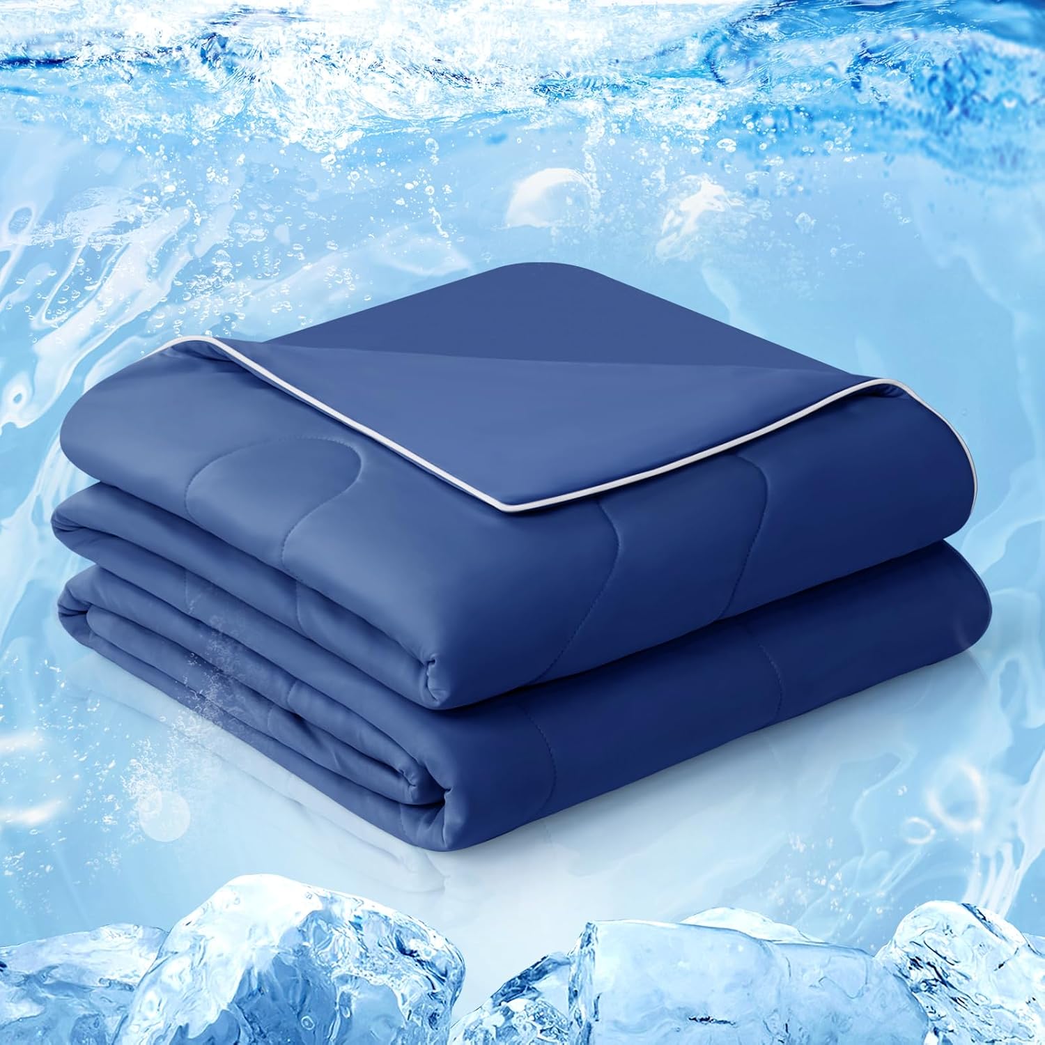 EASELAND Cooling Comforter Queen, 2026 Cloud-CHILL TECH | Q-MAX 0.45+, Double-Sided Cool Design Soft Fluffy Cooling Blanket for Night Sweats Hot Sleeper(Navy Blue, Queen(90"x90"))