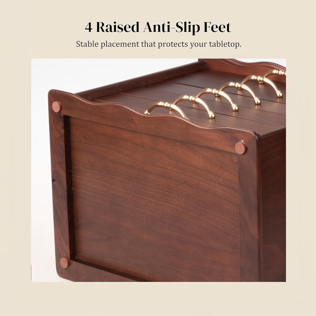 KINTNESS Black Walnut Wooden Jewelry Box - 6 Drawers Solid Wood Large Jewelry Organizer with Secret Compartment for Women Girls, Jewelry for Bracelet, Necklace, Ring, Earring
