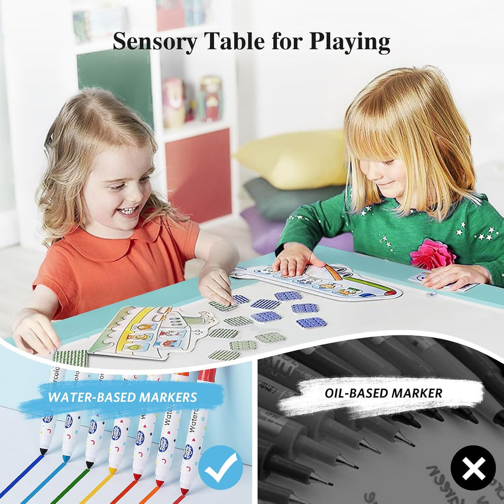 Easyego Sensory Table for Toddlers Kids Play Wooden Sand Water Table with Double-Sided Board & Foldable Storage Bins for Indoor and Outdoor Use, Birthday Gifts for Boys and Girls - Sky Blue