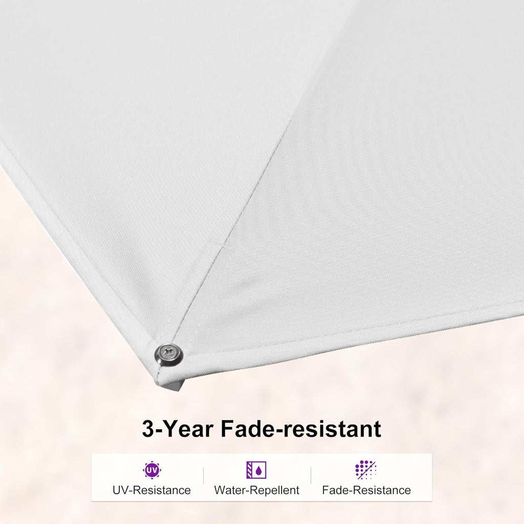 PURPLE LEAF 10 FT Right-left Tilt Patio Umbrella Swivel White Cantilever Umbrella with Tilt Aluminum Outdoor Umbrella with 360° Rotation for Deck Pool Garden, White
