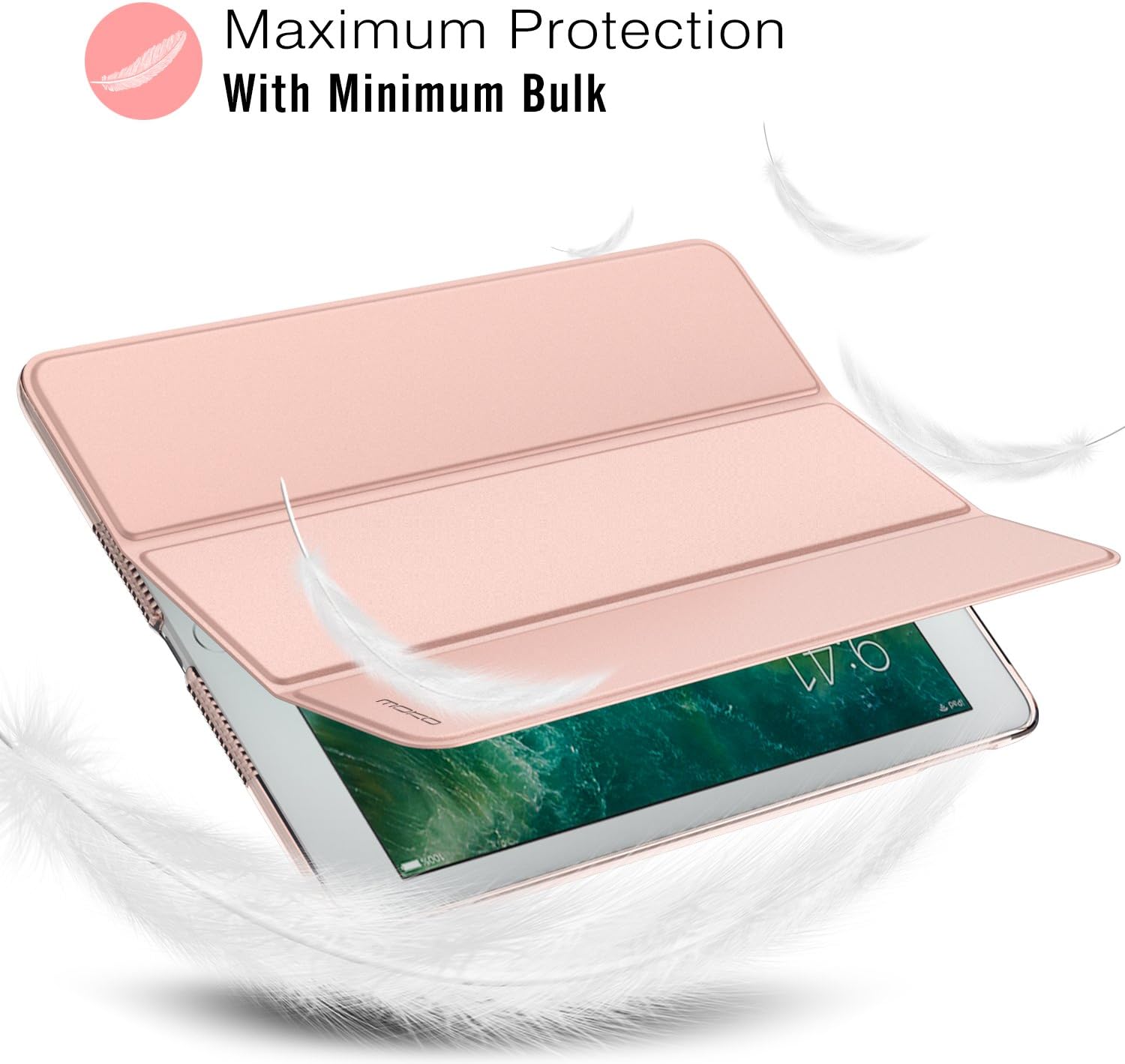 MoKo Case Fit 2018/2017 iPad 9.7 5th / 6th Generation - Slim Lightweight Smart Shell Stand Cover with Translucent Frosted Back Protector Fit Apple iPad 9.7 Inch 2018/2017, Rose Gold(Auto Wake/Sleep)