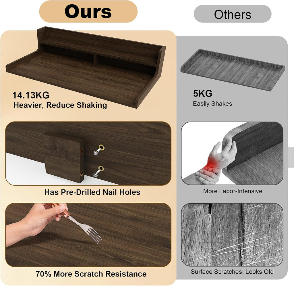 Washer Dryer Countertop, 54" x 27.55" 2-Tier Washer Dryer Topper with Edge, for Laundry Room Organization Walnut Brown