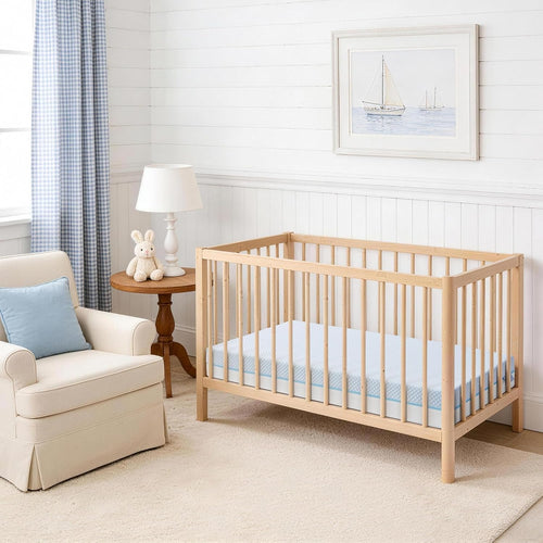 6" Dual Sided Crib & Toddler Mattress (Firm & Plush) - Memory Foam, Lux Cooling Removable Cover for Infant All-Night Comfort - CertiPUR-US Certified (Blue & White)