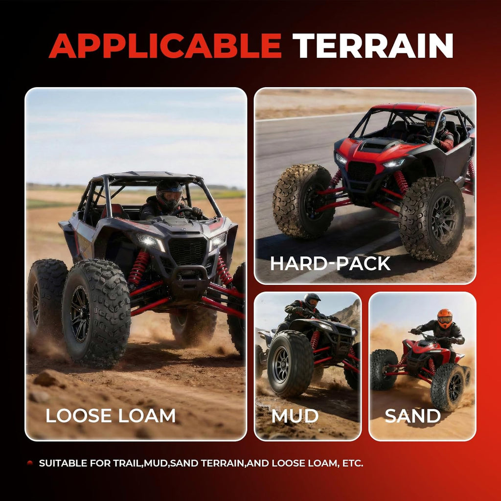 Set of 2 ATV/UTV Tires 22x11-10, 6PR 22x11x10 All-Terrain Tires, Tubeless, Puncture Resistant, Directional Tread