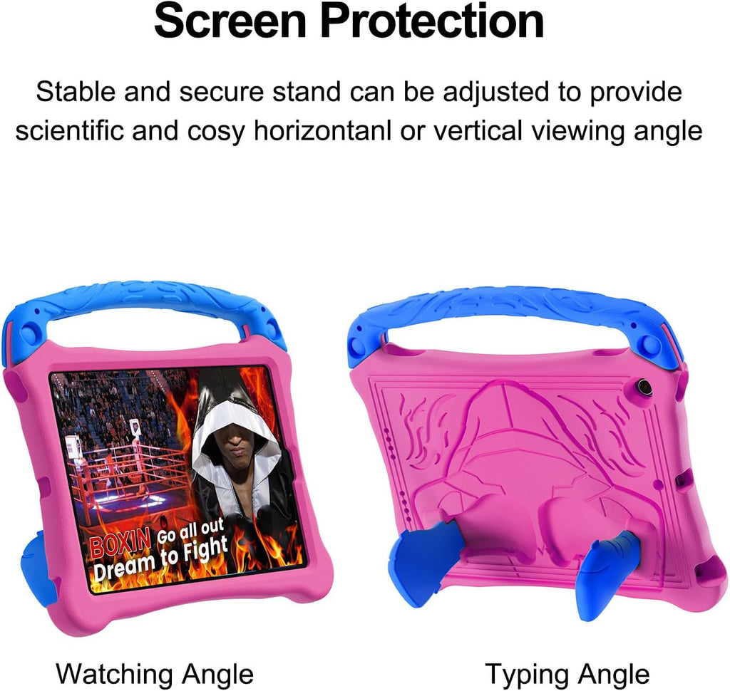 for iPad Air 3rd Generation and iPad Pro Case 10.5" 2019/2017 Release, Cute Boxing Shockproof Hard Case with Handle/Kickstand/Shoulder Strap, Protective Lightweight Kids-Friendly Cover, Rose