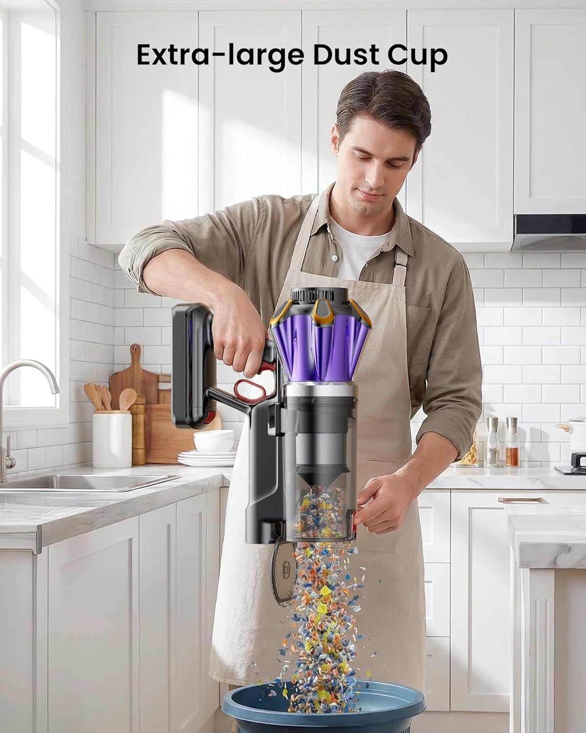 Cordless Vacuum Cleaner, 650W 55Kpa 70Mins Cordless Stick Vacuum with Hurricane Mode, 1.8L Cup, Anti-Tangle Vacuum Cordless, Self-Standing Vacuum Cleaners for Home Pet Hair Carpets