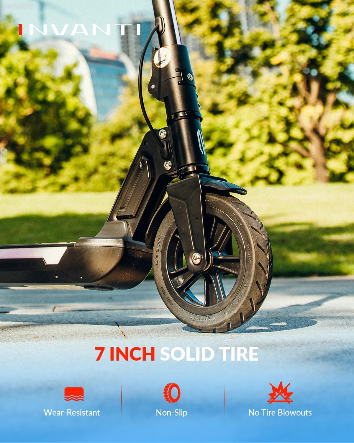 INVANTI KS03 Electric Scooter for Kids Ages 8+, 350W Peak Motor, Max 12mph & 10Miles, 7" Solid Wheel, LED Lights & Display, Double Braking, Kids Electric Scooter with 3 Adjustable Speeds & Heights