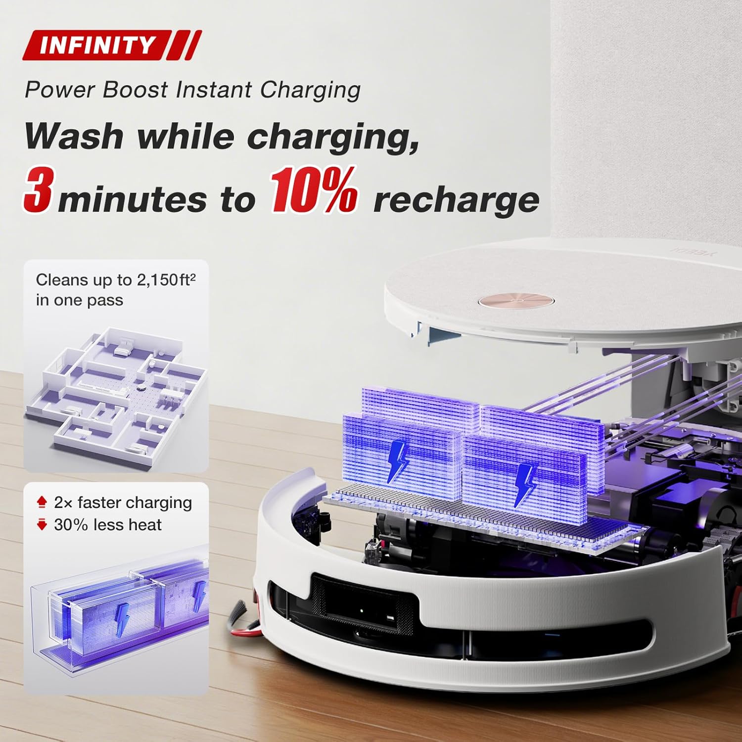 Yeedi M16 Infinity Robot Vacuum & Mop, 30000Pa Blast Suction, Infinity Runtime, Instant Self-Cleaning OZMO Roller Mop, Hot Water Wash & Hot Air Dry Omni Station, ZeroTangle 4.0, AI Obstacle Avoidance