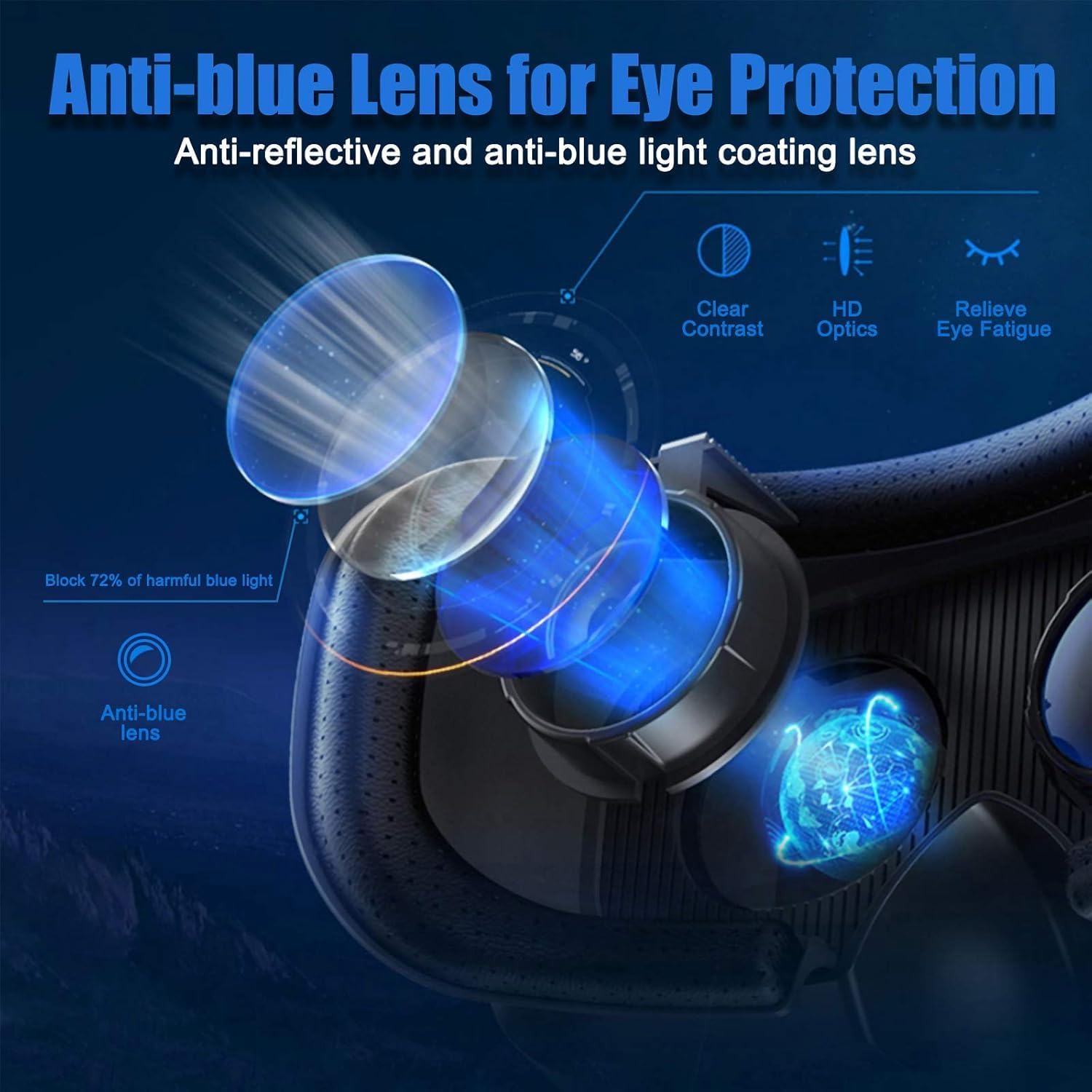 VR Headset with Controller Adjustable 3D VR Glasses Virtual Reality Headset HD Blu-ray Eye Protected Support 5~7 Inch for Phone/Android (Black)