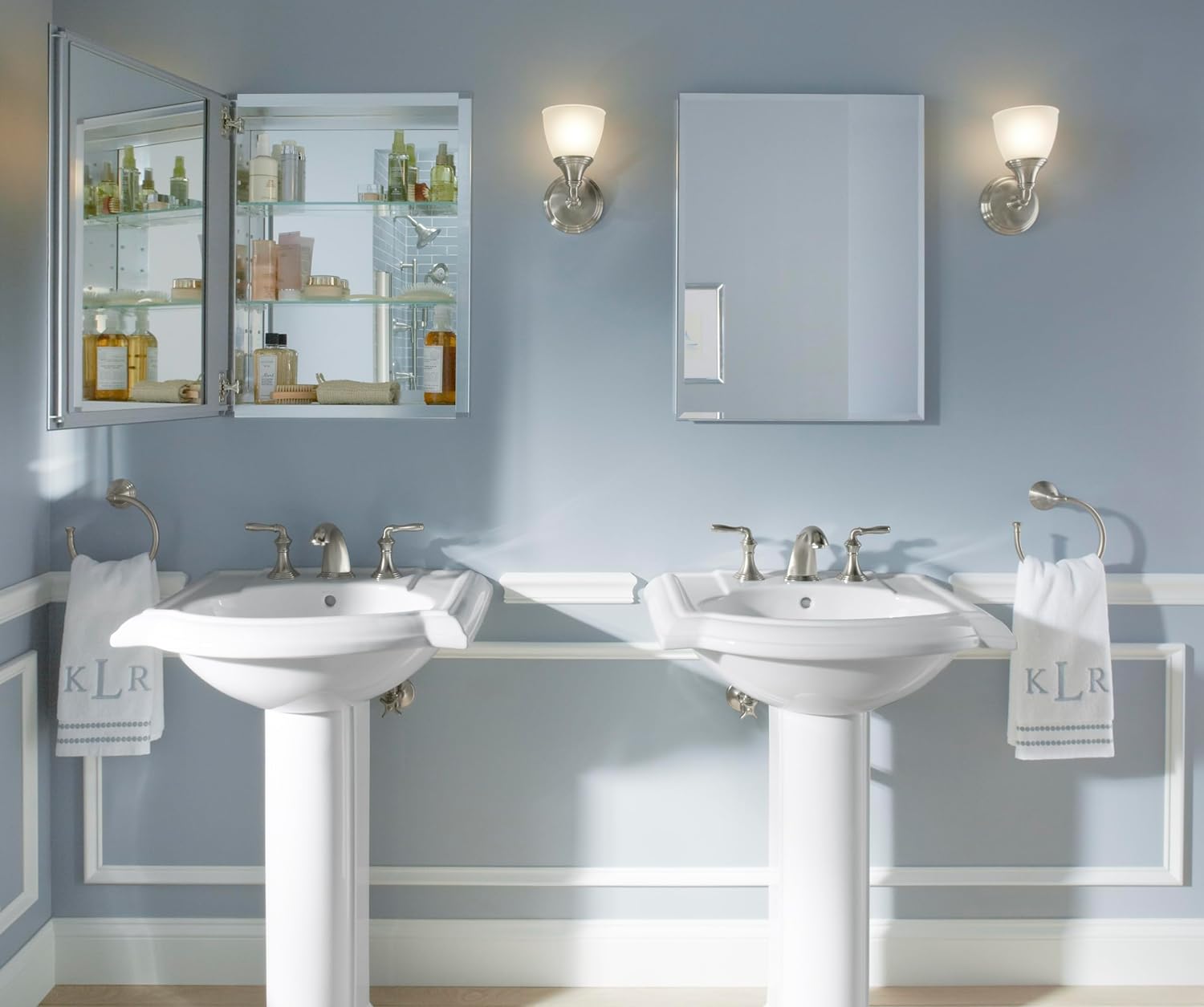 Kohler CB-CLC2026FS Frameless Bathroom Mirror Medicine Cabinet, Single Door, Rectangular Beveled Edge Frame, Bathroom Cabinet Mirror, Adjustable Shelves, 20 in. W x 26 in. H