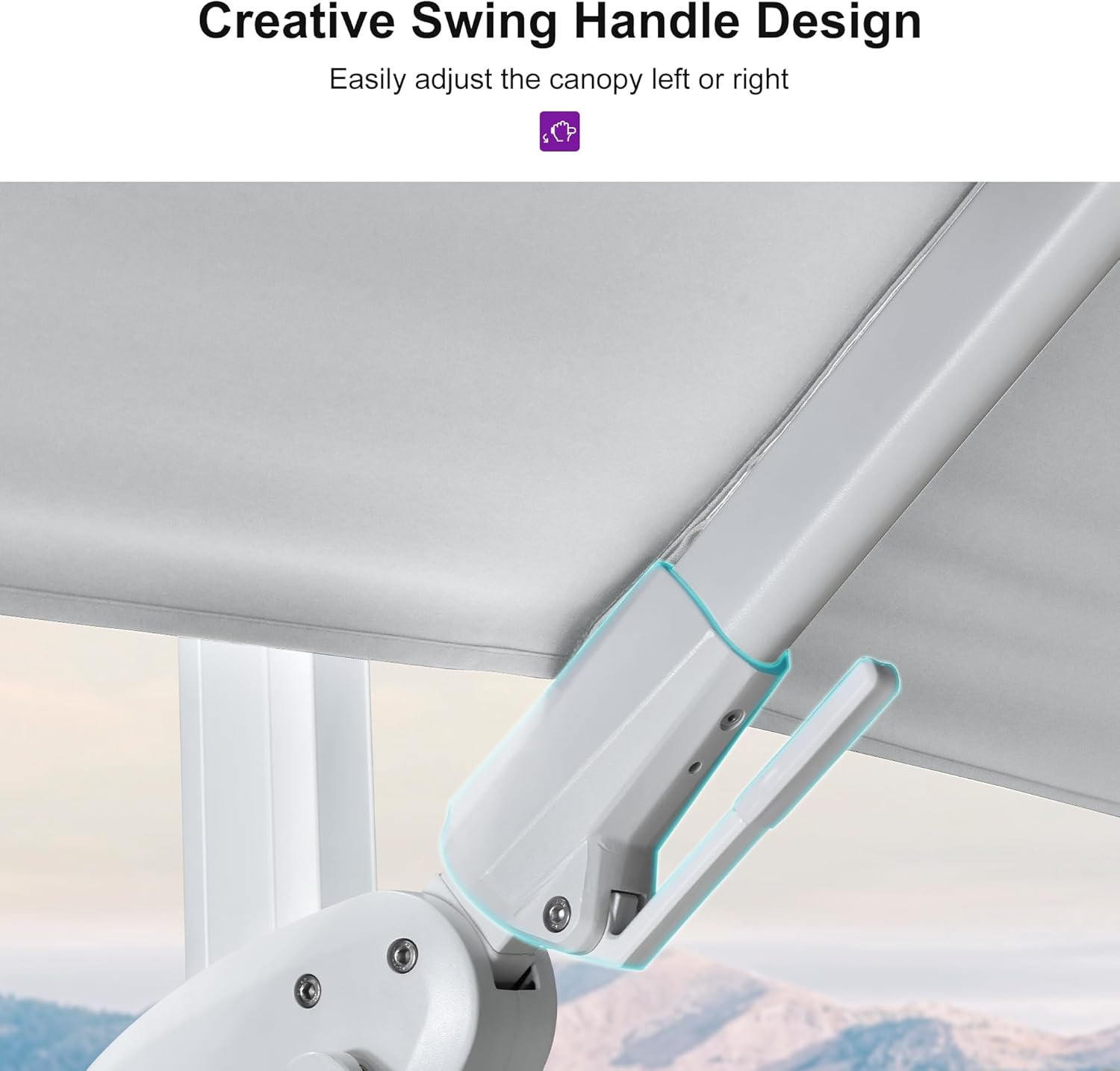 PURPLE LEAF 10 FT Right-left Tilt Patio Umbrella Swivel White Cantilever Umbrella with Tilt Aluminum Outdoor Umbrella with 360° Rotation for Deck Pool Garden, White
