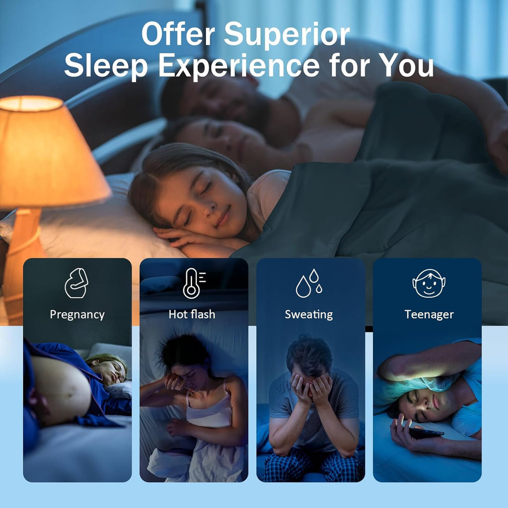 Soft Cooling Comforter, Full/Queen Cooling Blankets for Hot Sleepers, Double-Sided All-Season Cold Breathable Lightweight Blanket for Night Sweats, Dark Denim Blue, 90''x90''